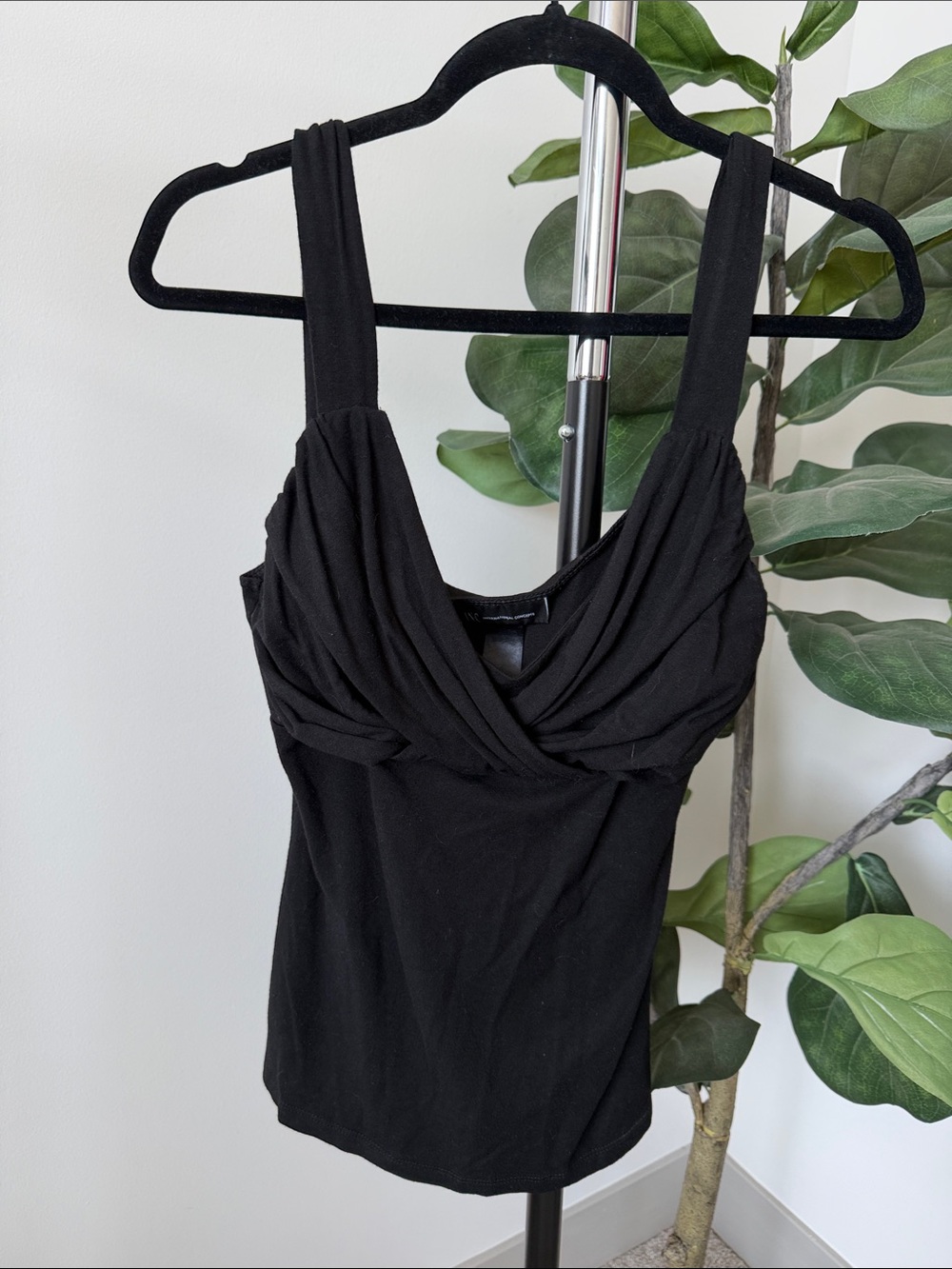 INC International Concepts Black Draped Crossover Tank
